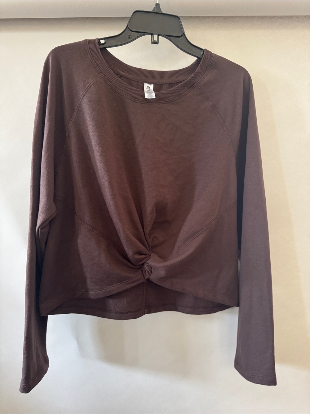 90 Degree By Reflex Brown Twist-Front Long Sleeve Sweatshirt